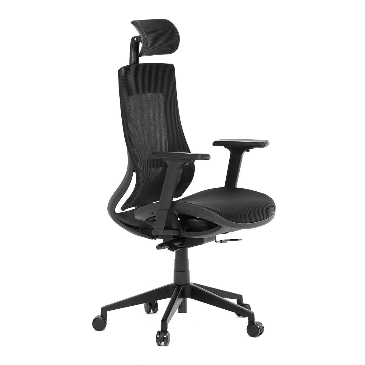 Kancelářská židle, černá látka, plastový kříž, výškově stavitelné  područky, kolečka pro tvrdé podlahy