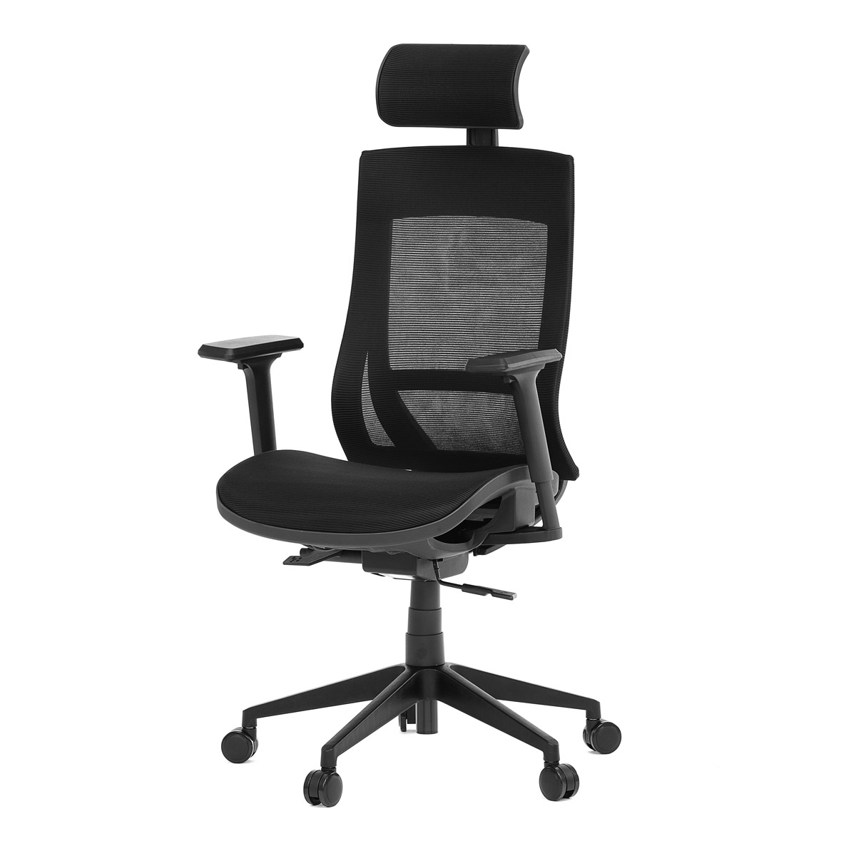 Kancelářská židle, černá látka, plastový kříž, výškově stavitelné  područky, kol