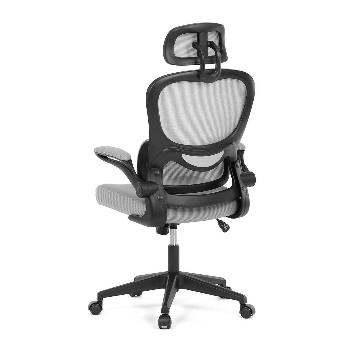 Kancelářská židle, šedá síťovina, plastový kříž, kolečka na tvrdé podlahy