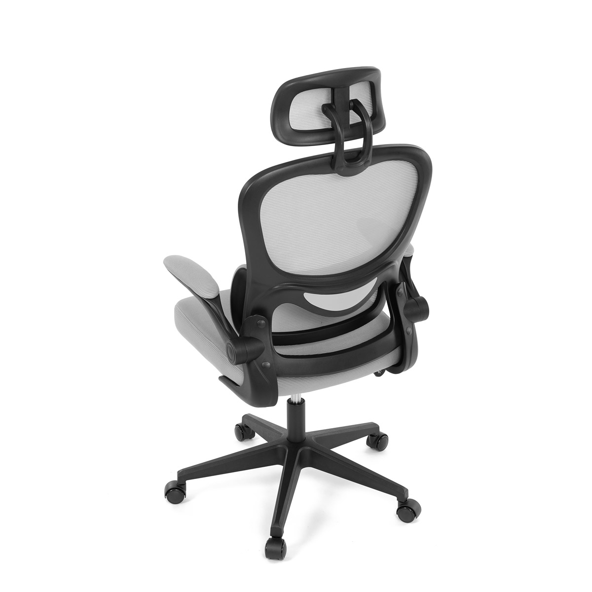 Kancelářská židle, šedá síťovina, plastový kříž, kolečka na tvrdé podlahy