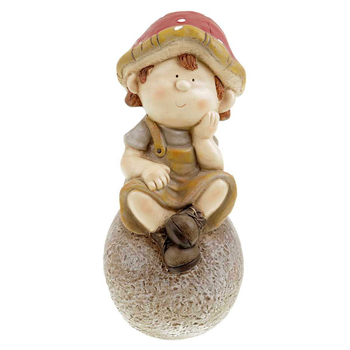 Houbový chlapec na kameni zahradní MgO keramika