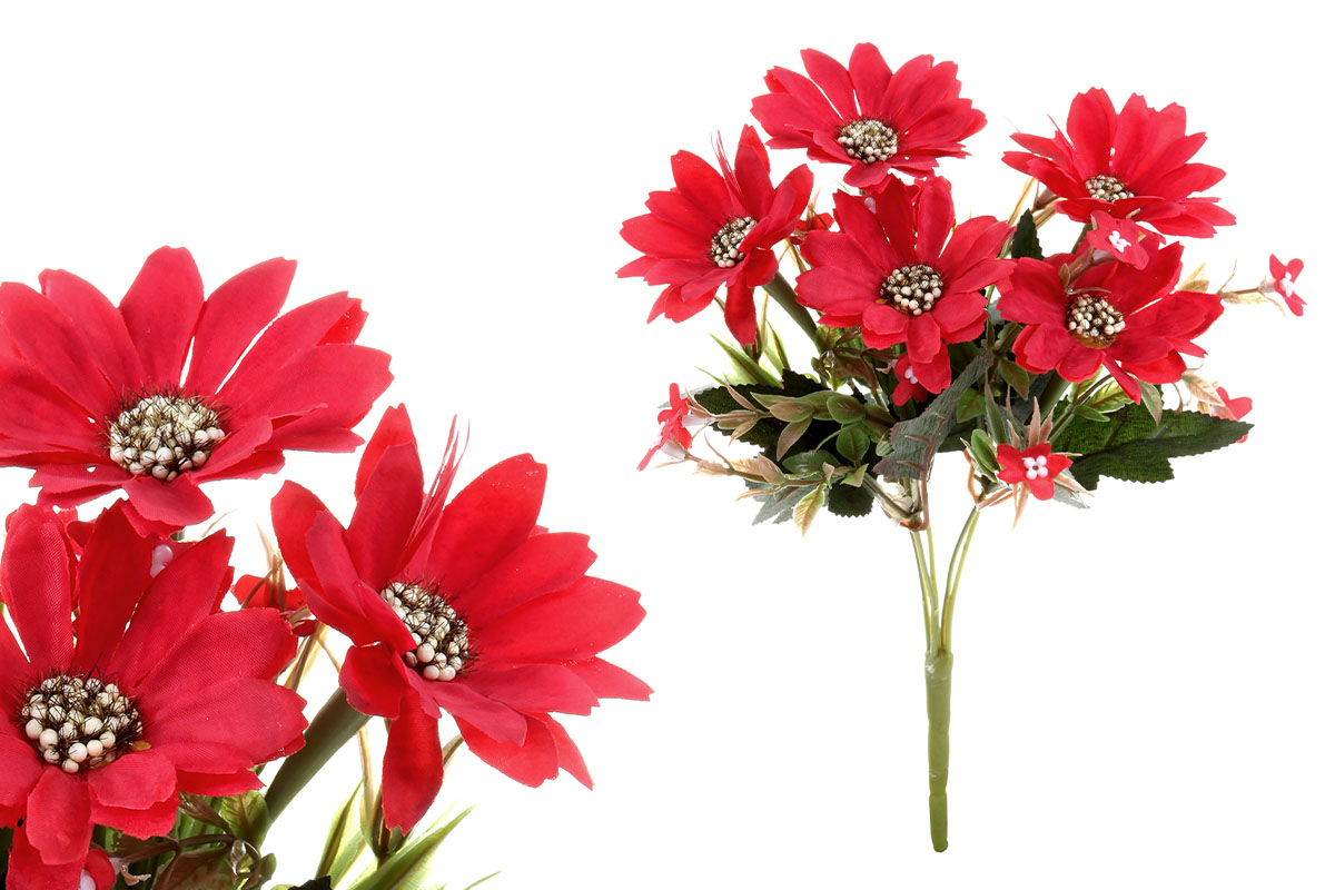 Kapská kopretina - umělá kytice, barva červená.