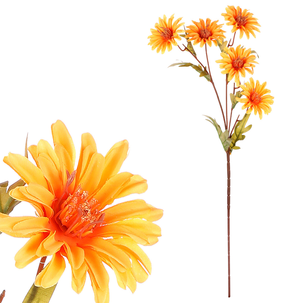 Kopretina, barva: oranžová. Květina umělá.