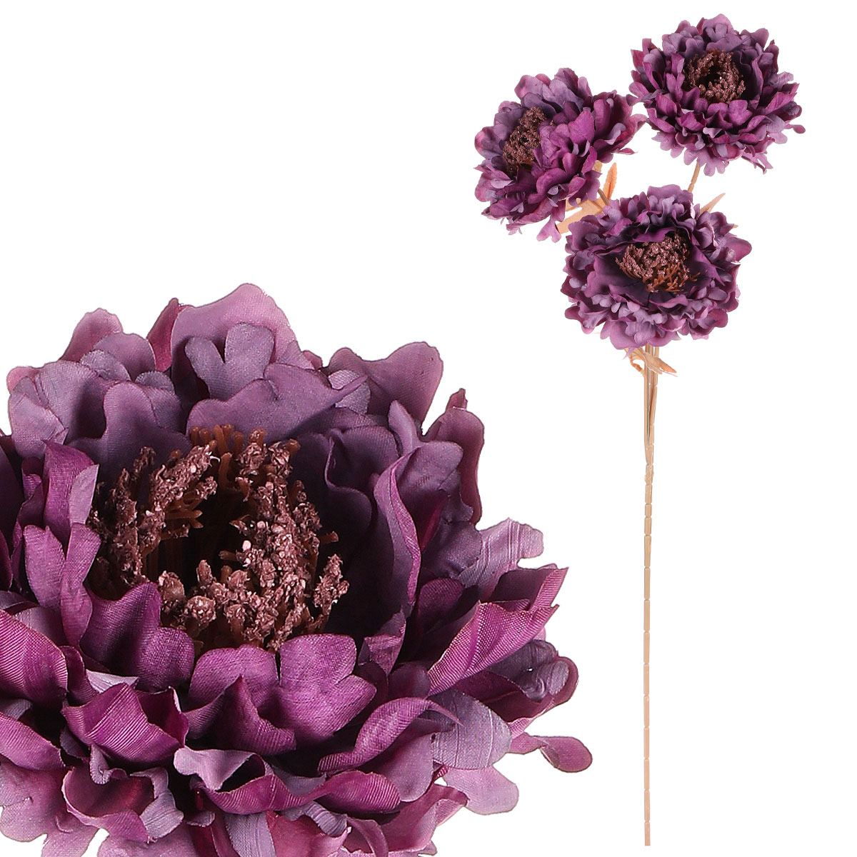 Chryzantéma, podzimní, barva: fialová. Květina umělá.