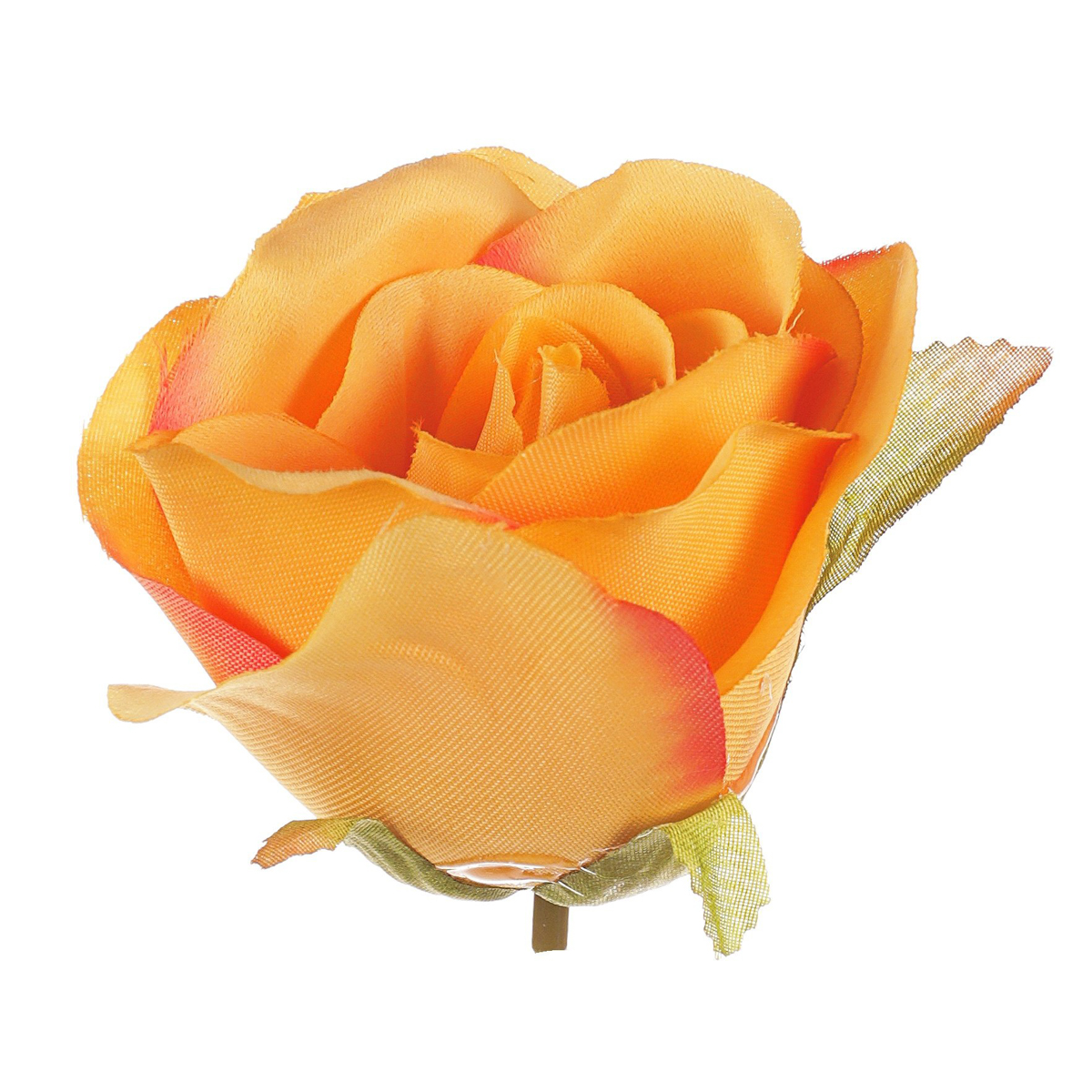 Růže, barva oranžová. Květina umělá vazbová. Cena za balení 12 kusů.