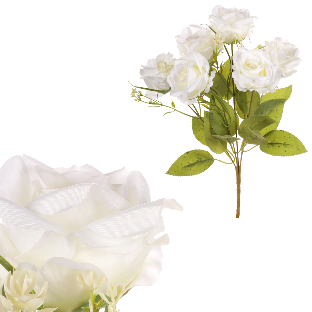 Růže v pugetu, bílá barva.