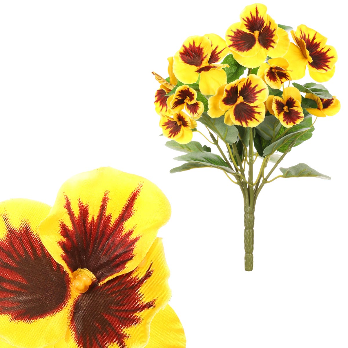 Maceška - kytice z umělých květin, barva žlutá.