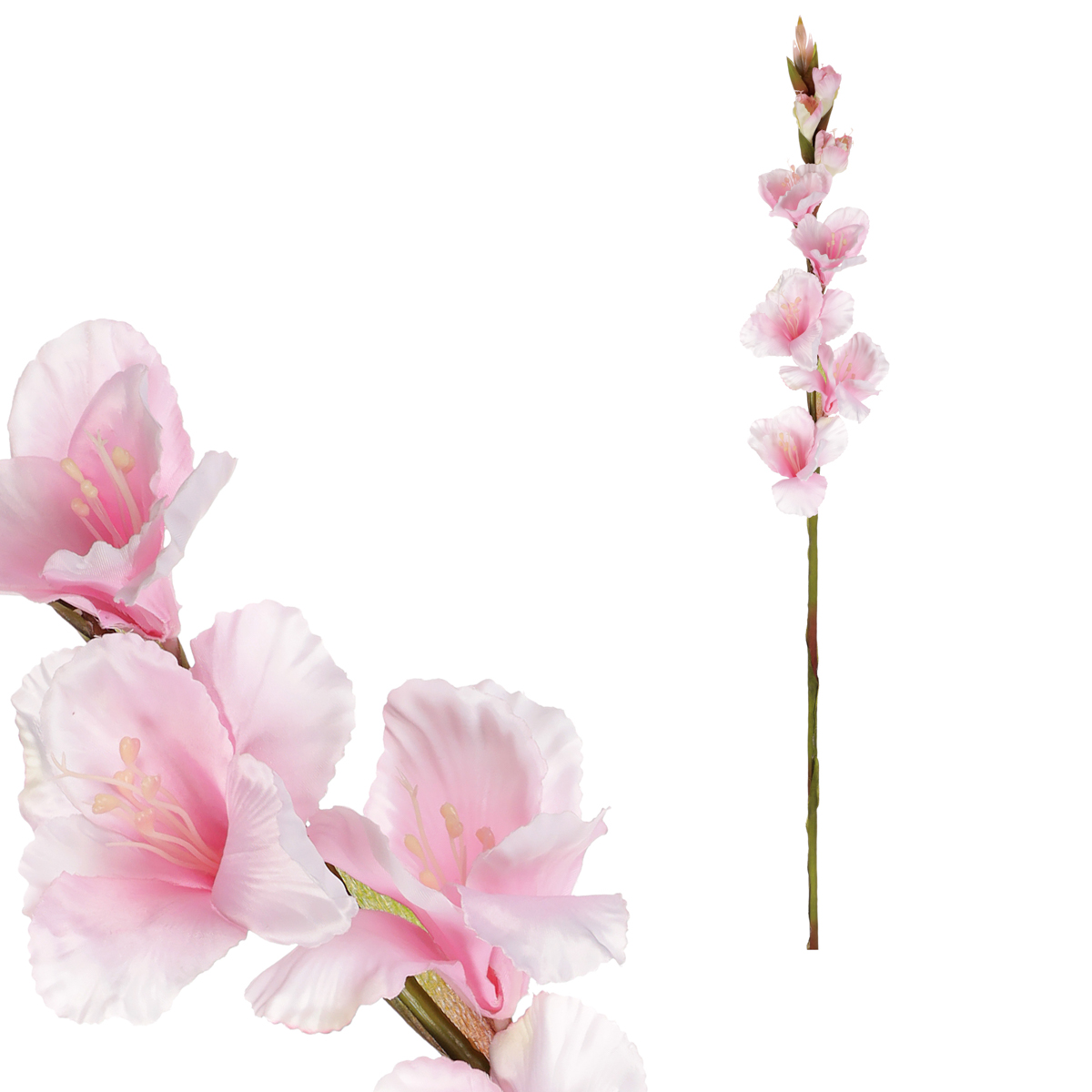 Gladiola - umělá květina, barva světle růžová.