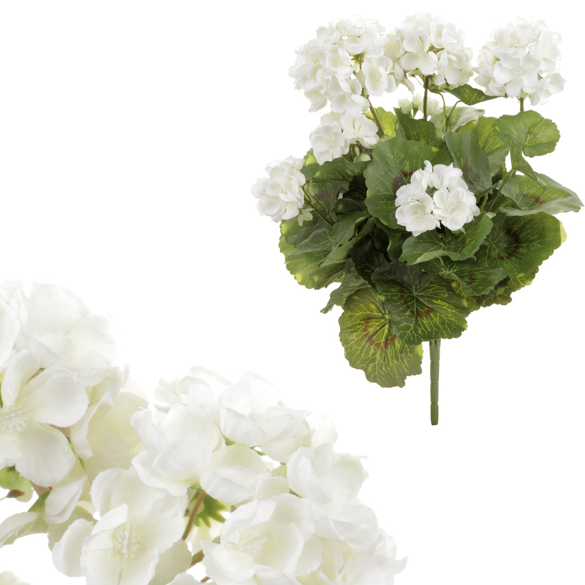 Muškát - kytice z umělých květin, barva bílá.