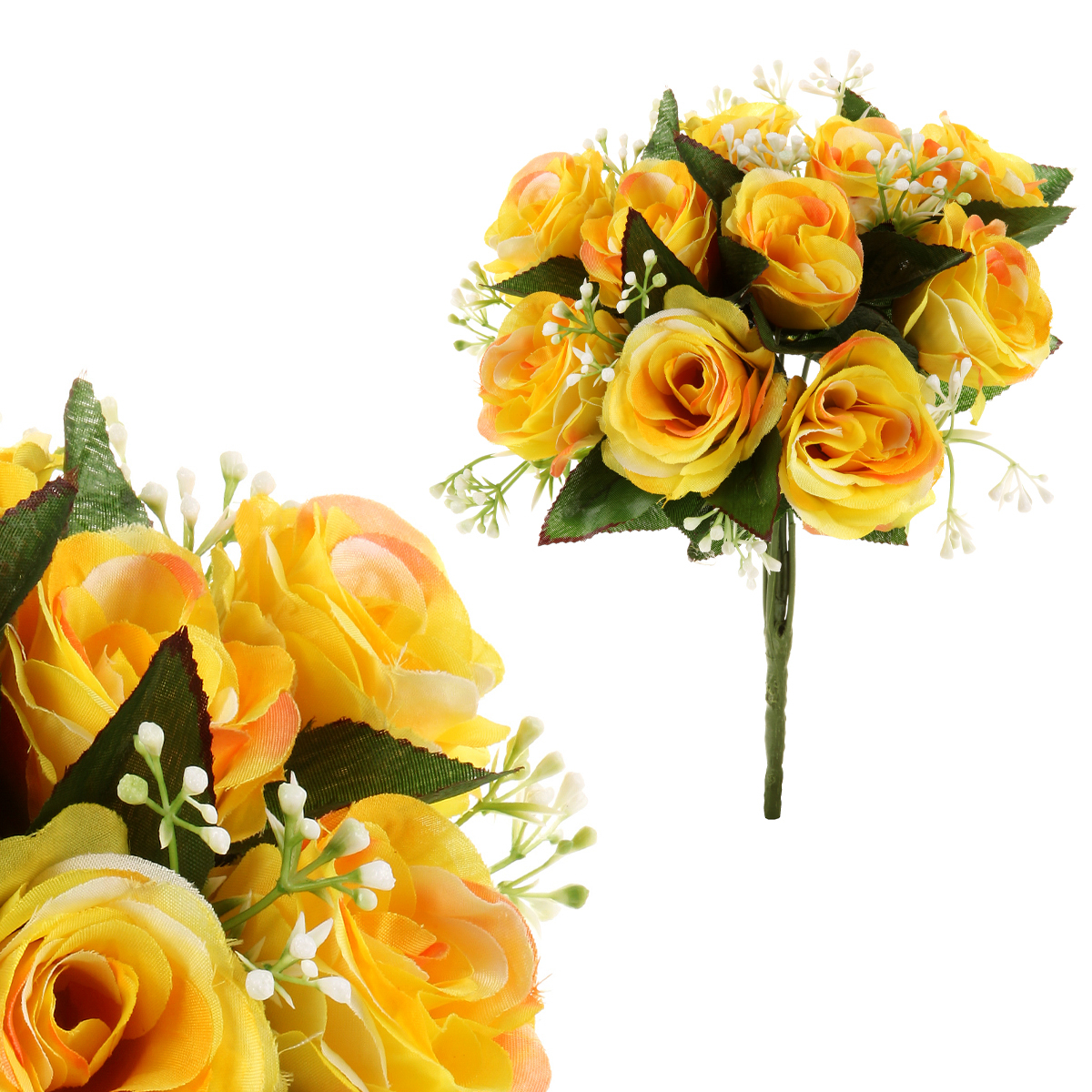 Růže, puget, brava žlutá. Květina umělá.