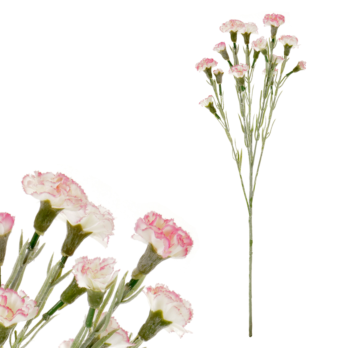 Mini Karafiát, barva bílo-růžová. Květina umělá.