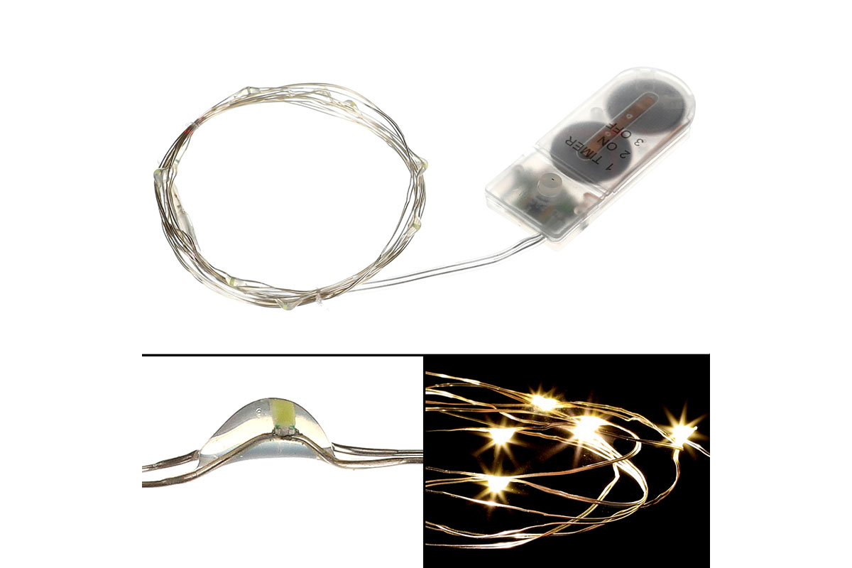 Řetěz s LED světýlky na baterie, barva teplá bílá