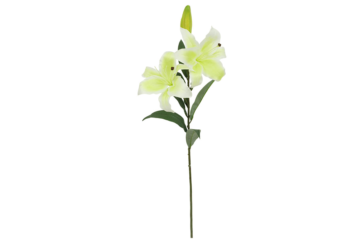 Lilie 3 květy, barva bílo-zelená. Květina umělá.