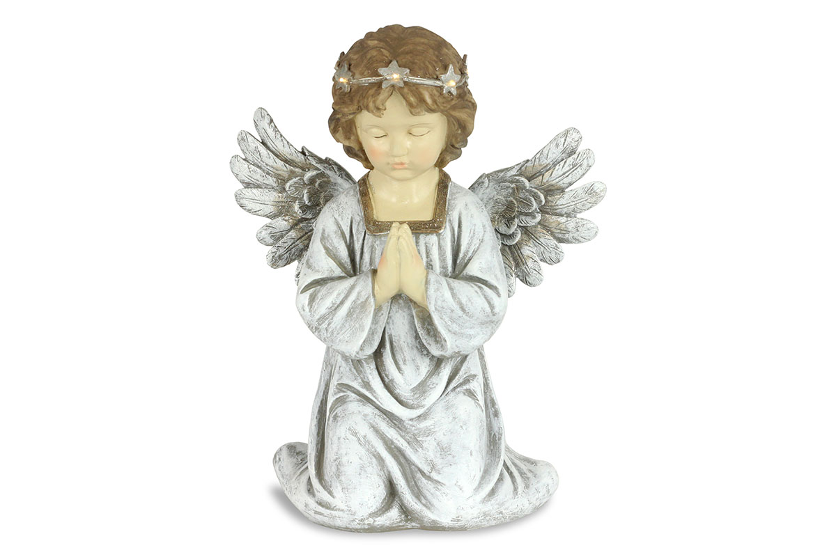 Anděl, dekorace z polyresinu s LED světlem