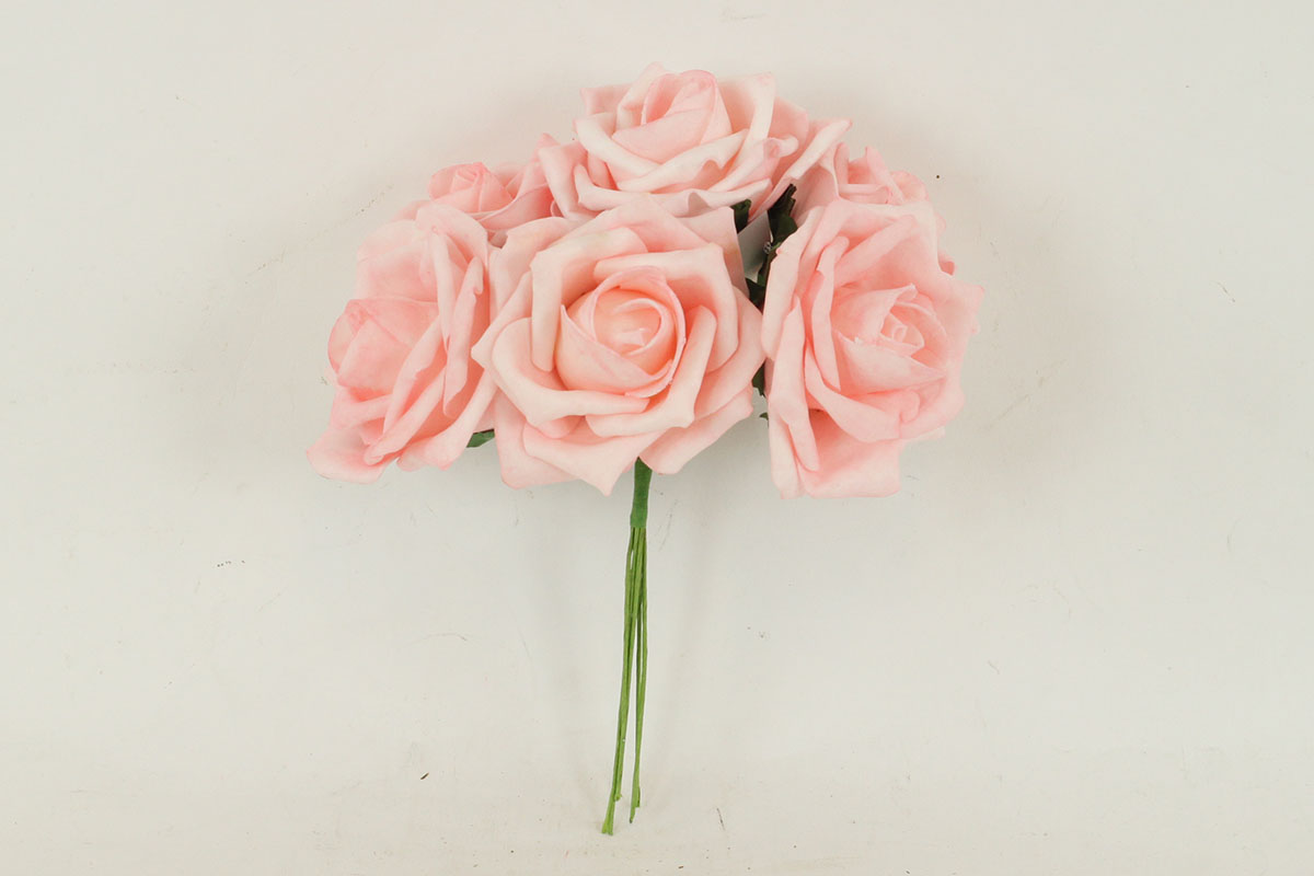 Růžičky, puget 6ks, barva růžová. Květina umělá pěnová.