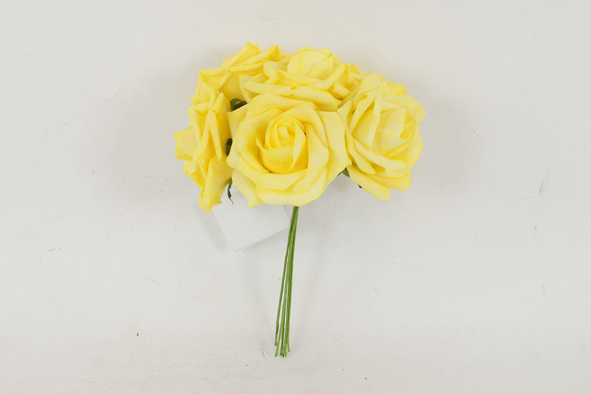 Růžičky, puget 6ks, barva žlutá. Květina umělá pěnová.