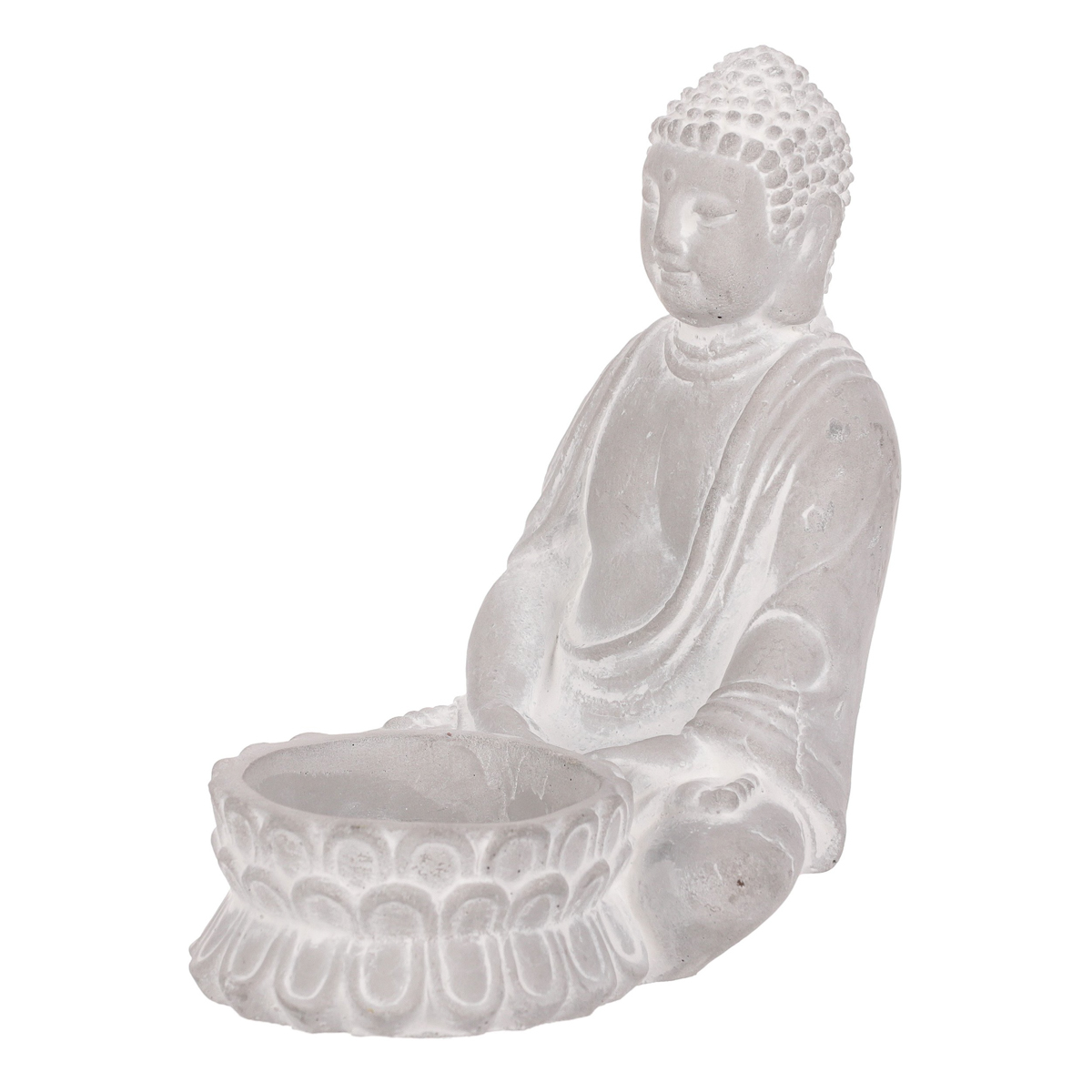 Budha, svícen na čajovou svíčku, betonová dekorace.