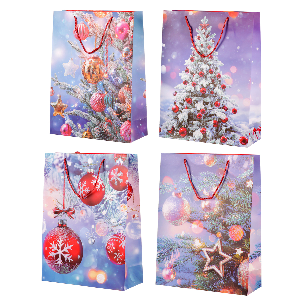 Taška dárková papírová, mix 4 druhů, cena za 1 kus, vánoční motiv