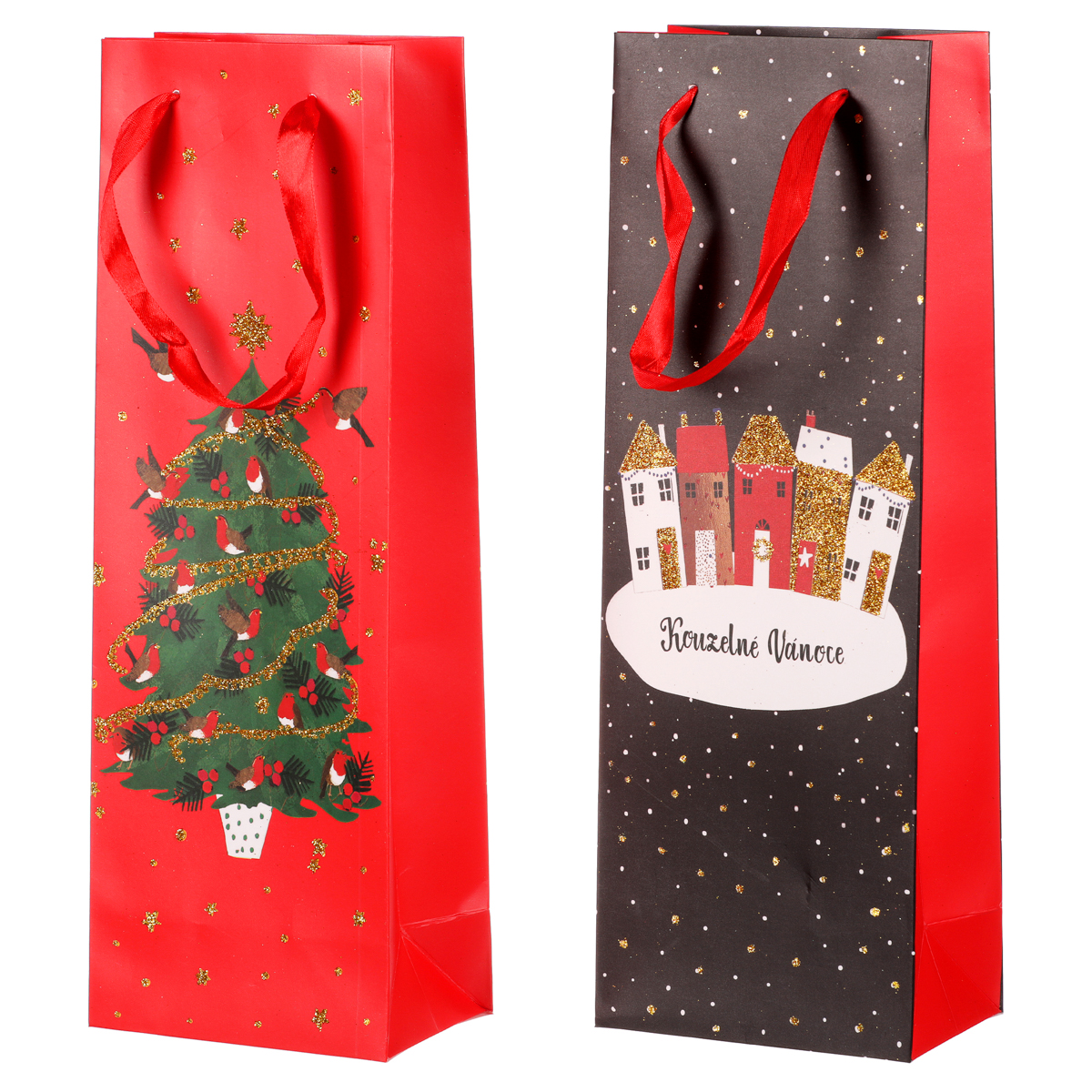 Taška dárková papírová vysoká, mix 2, cena za 1 ks, vánoční motiv