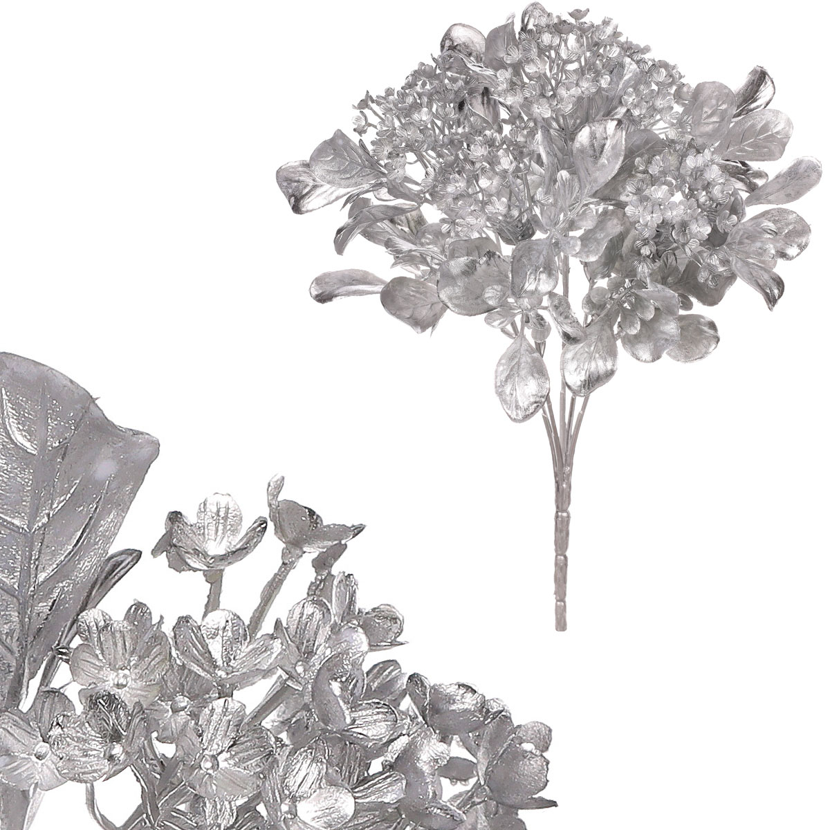 Kytice kvetoucí, barva stříbrná matná.