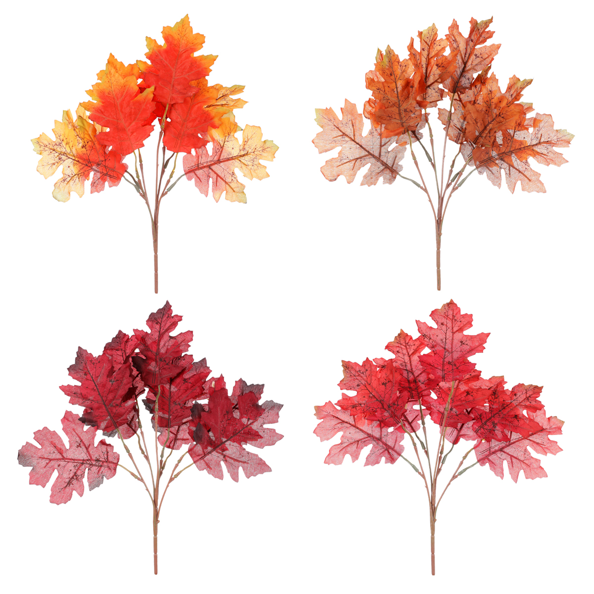 Dubové listí v trsu, mix 4 barev. Cena za 1 trs.