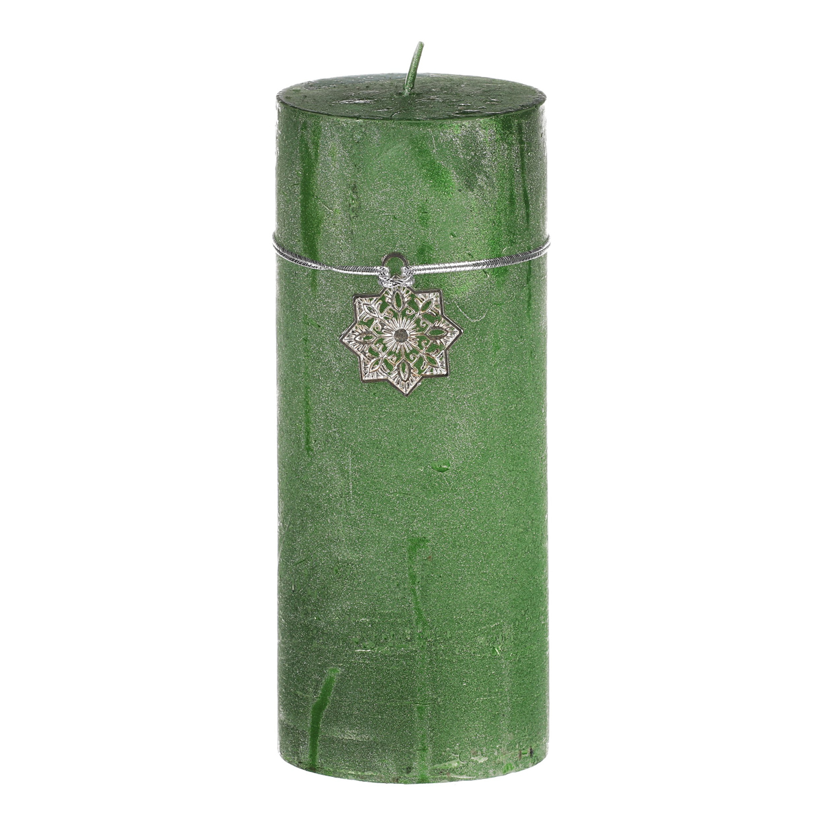 Svíčka vánoční, zelená barva. 367g vosku.