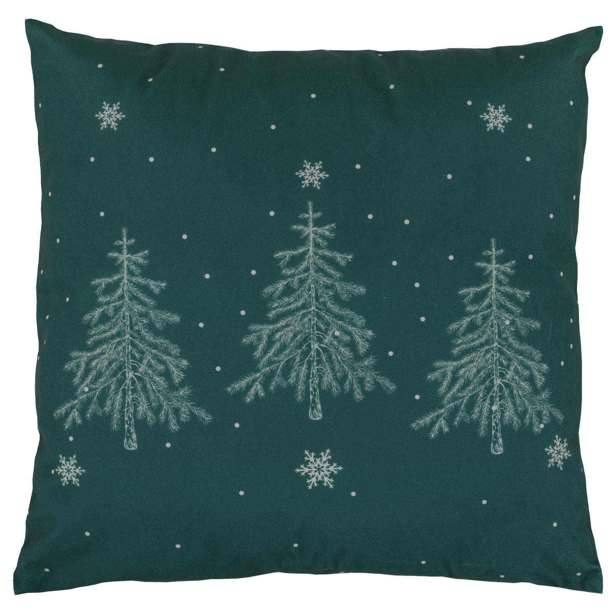 Polštář s výplní, samet. Vánoční motiv, stromek na zeleném podkladu. 45x45 cm.
