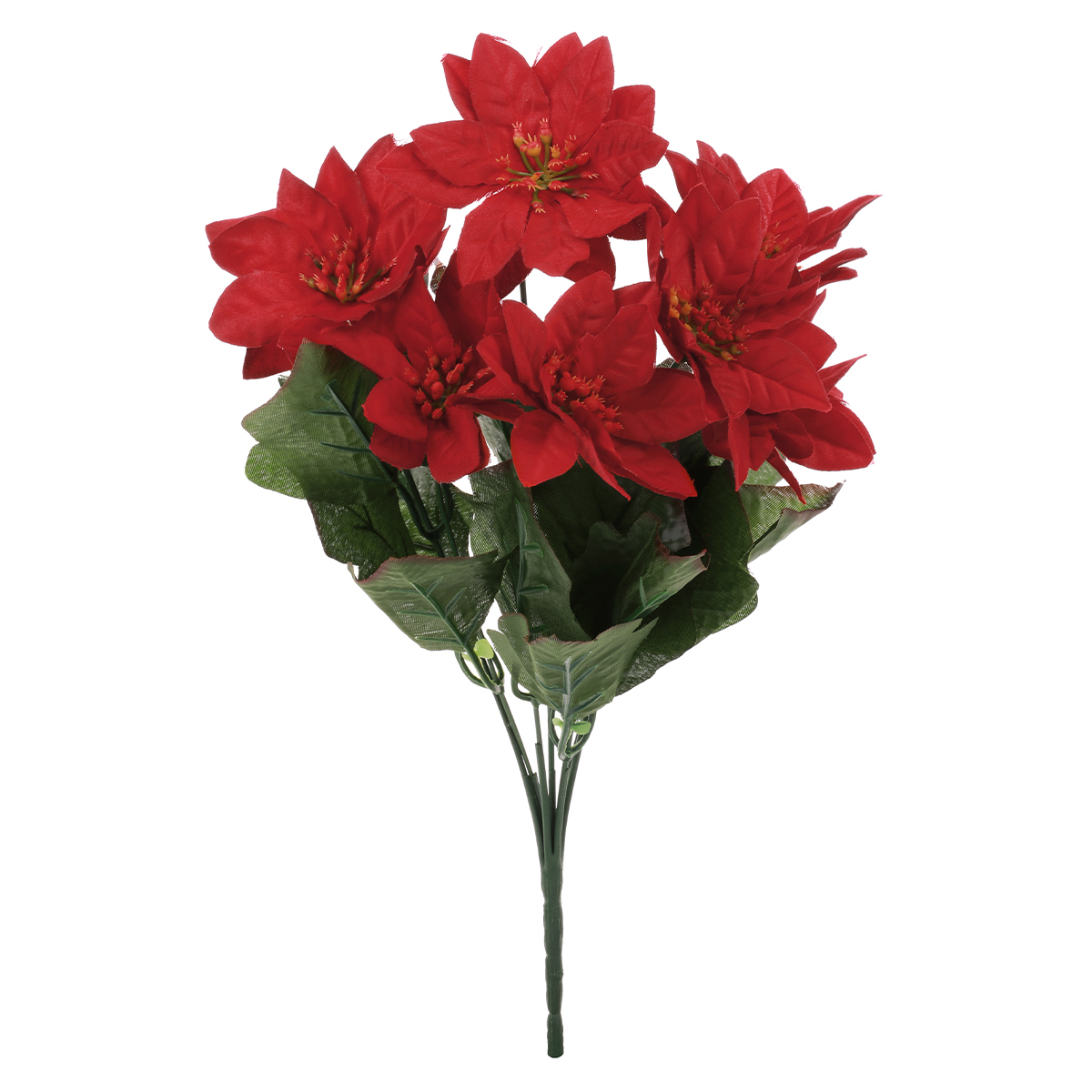 Puget vánočních růží, poinsécek červených (7hlav) . Květina umělá.