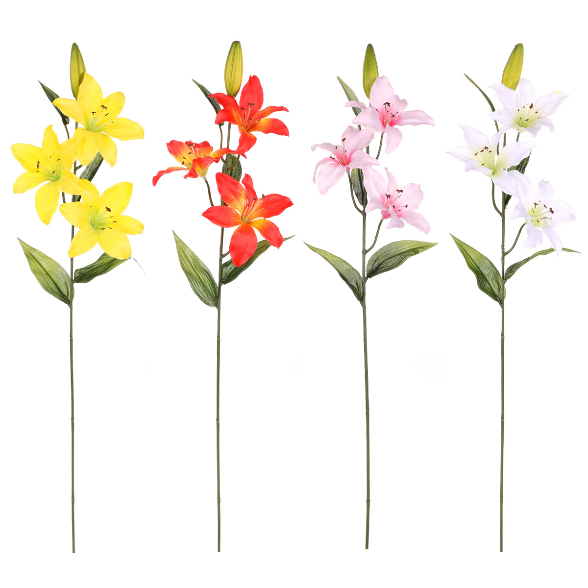 Lilie 3-květá, umělá květina, mix 4 barev