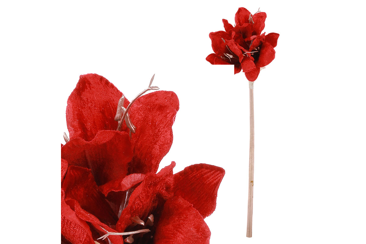 Amarylis, umělá květina, barva červená.