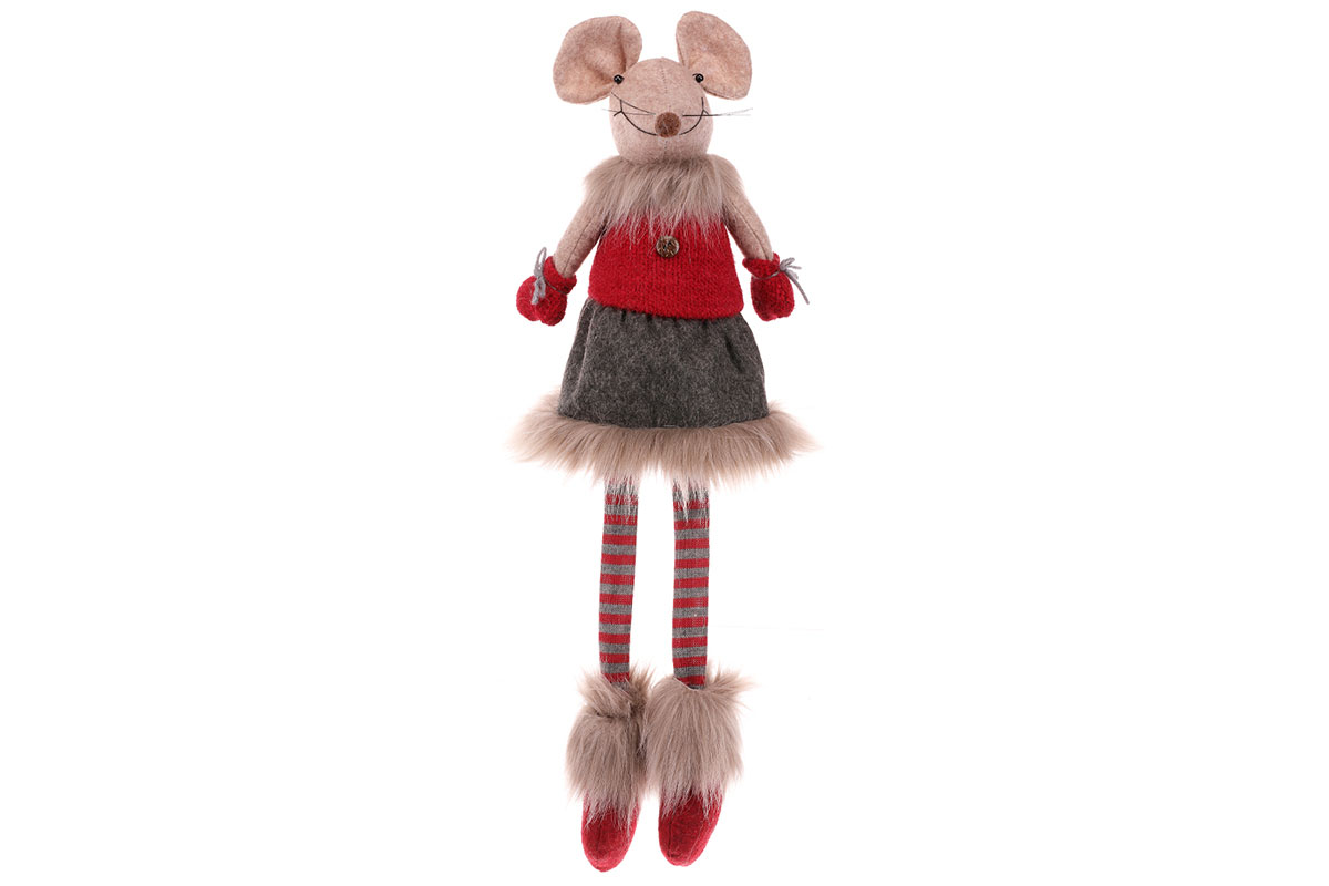 Myška v sukni, sedící, textilní dekorace