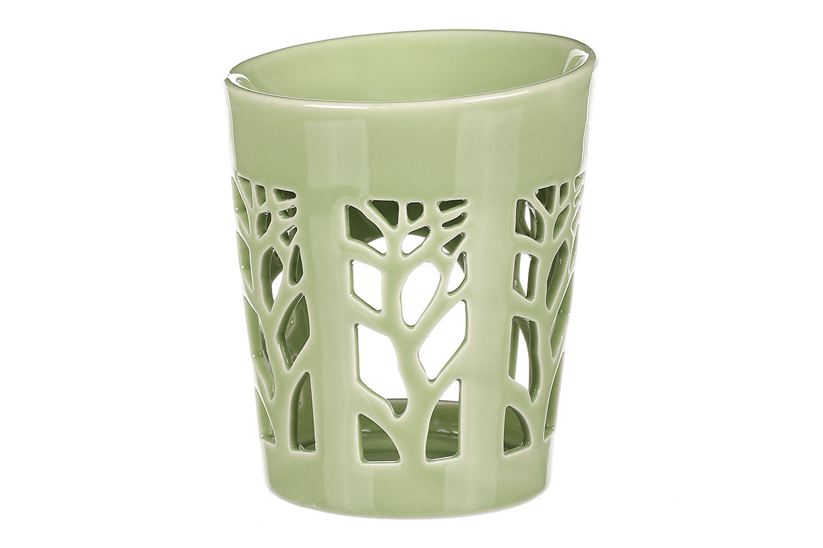 Aroma lampa, motiv strom života, zelená barva, porcelán.