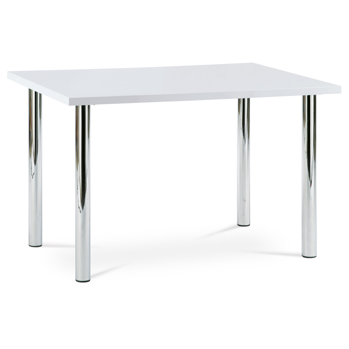 jedálenský stôl 120x75cm, vysoký lesk biely, chróm