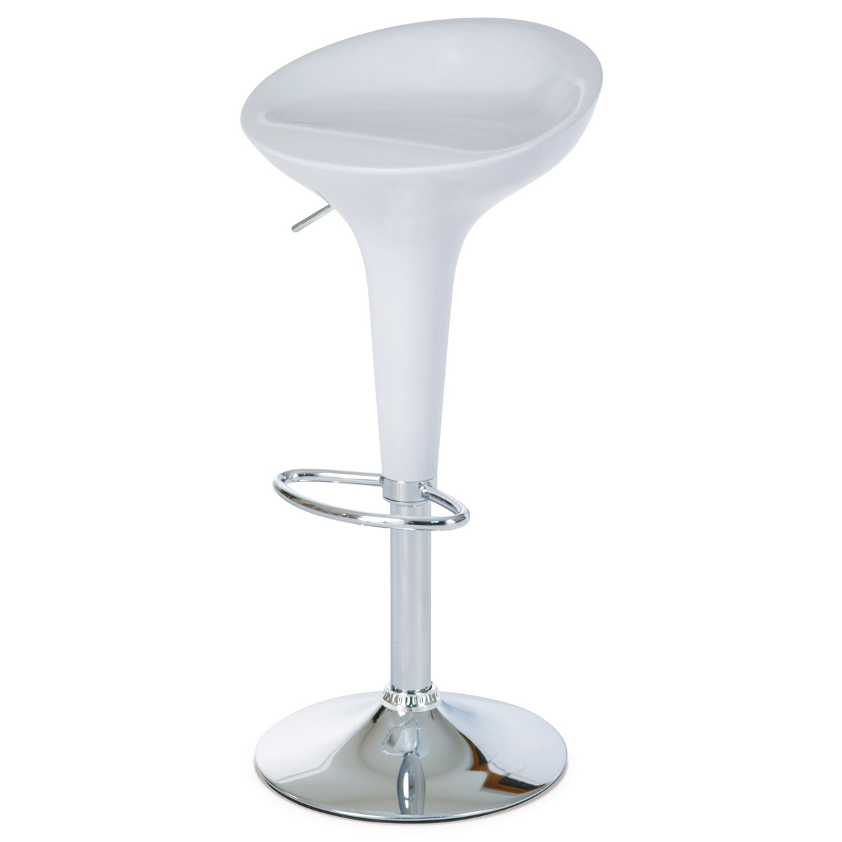 barová stolička, plast biely/chróm-AUB-9002 WT