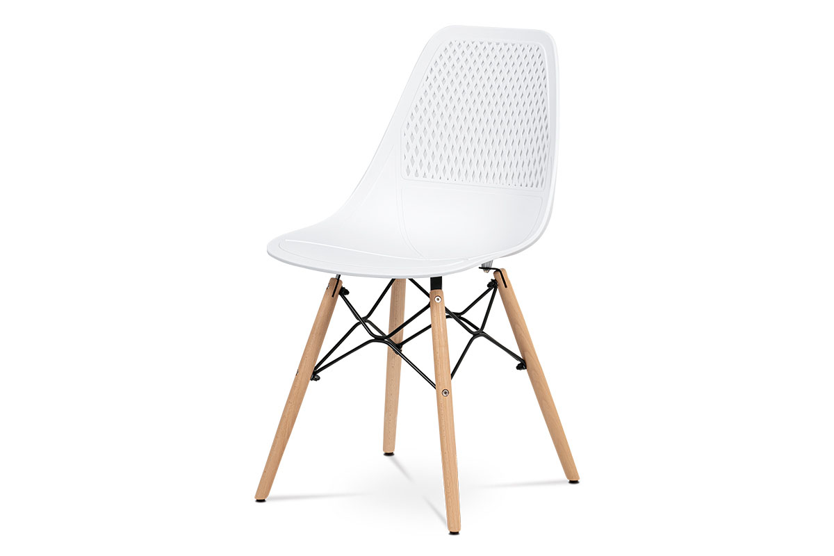 Dining chair, PP backrest and seat, beech wood leg, White70029