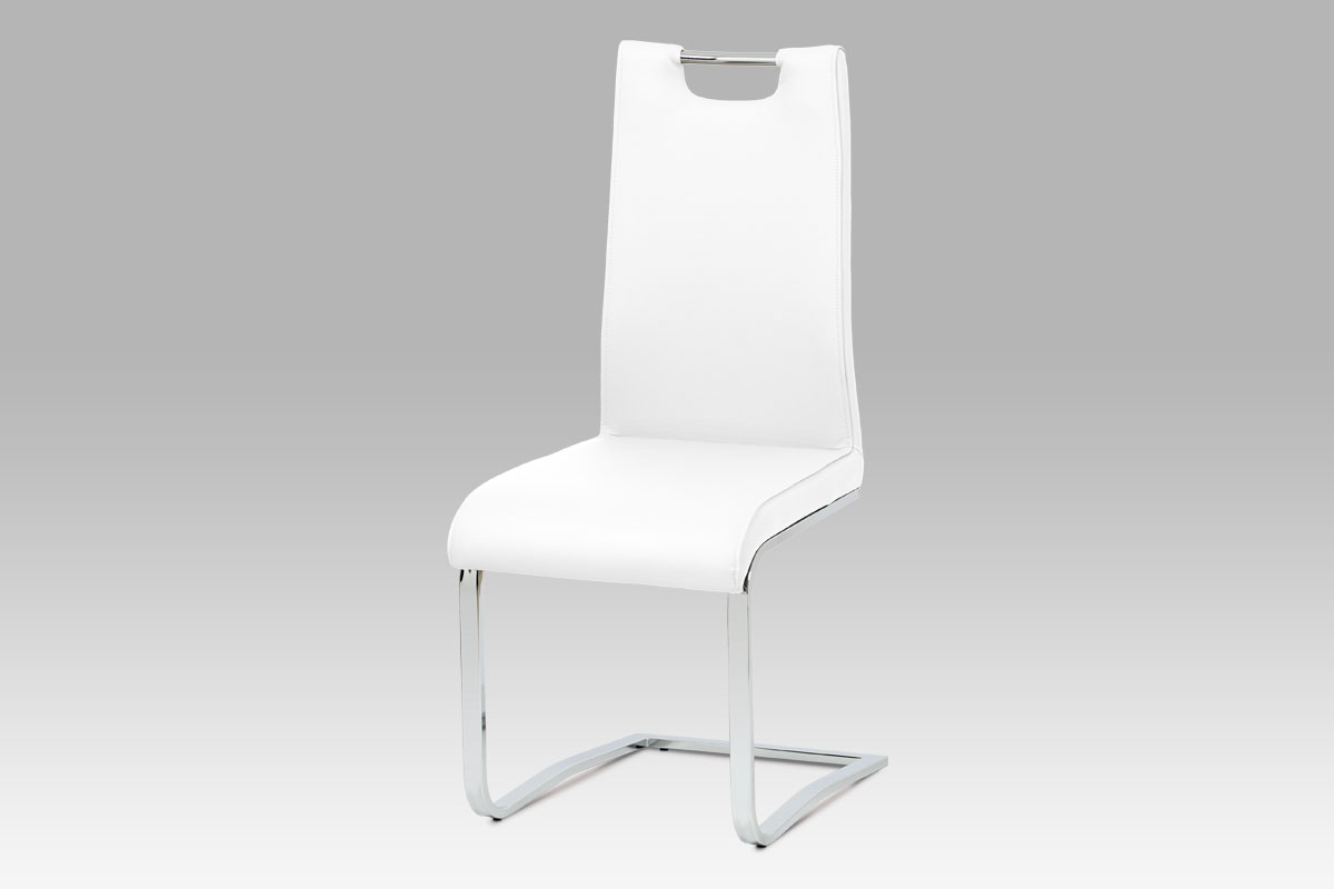 Jedálenská stolička biela koženka / chróm