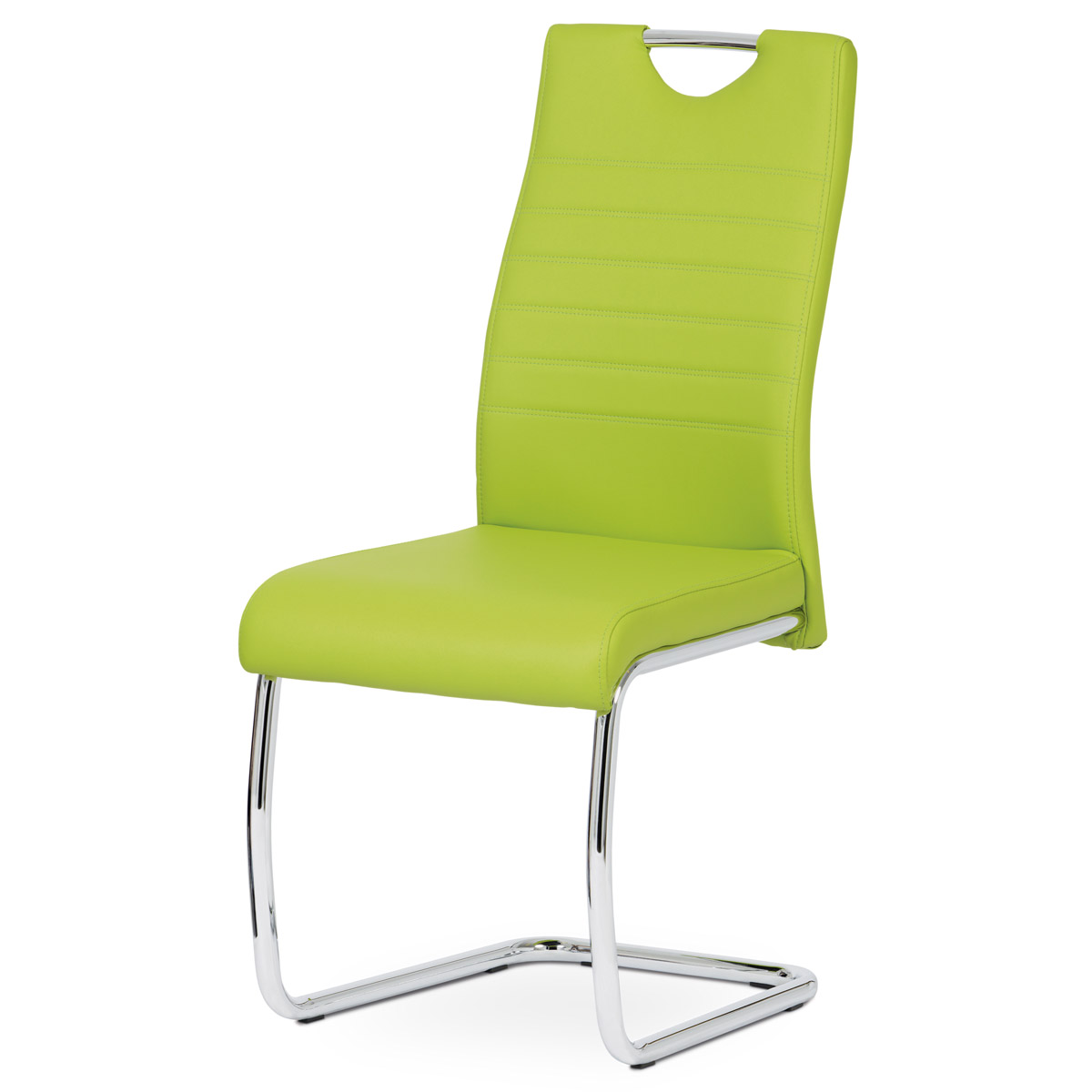 jedálenská stolička, koženka zelená, chróm