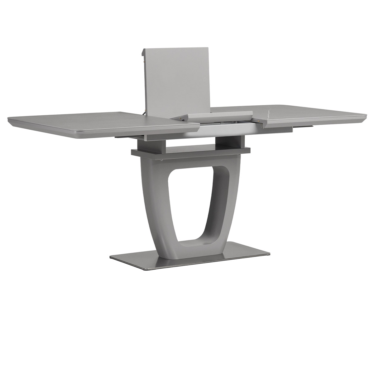 Jedálenský stôl 140+40x80 cm, keramická doska 6 mm s dekorom sivý mramor, MDF, sivý mat