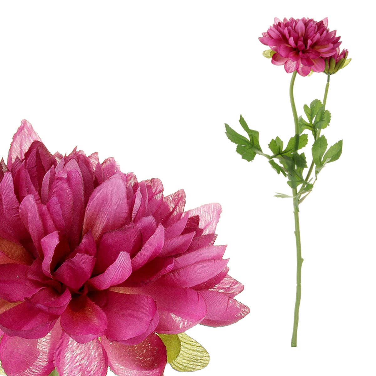 Umelý kvet, georgína s púčikom, farba bordová