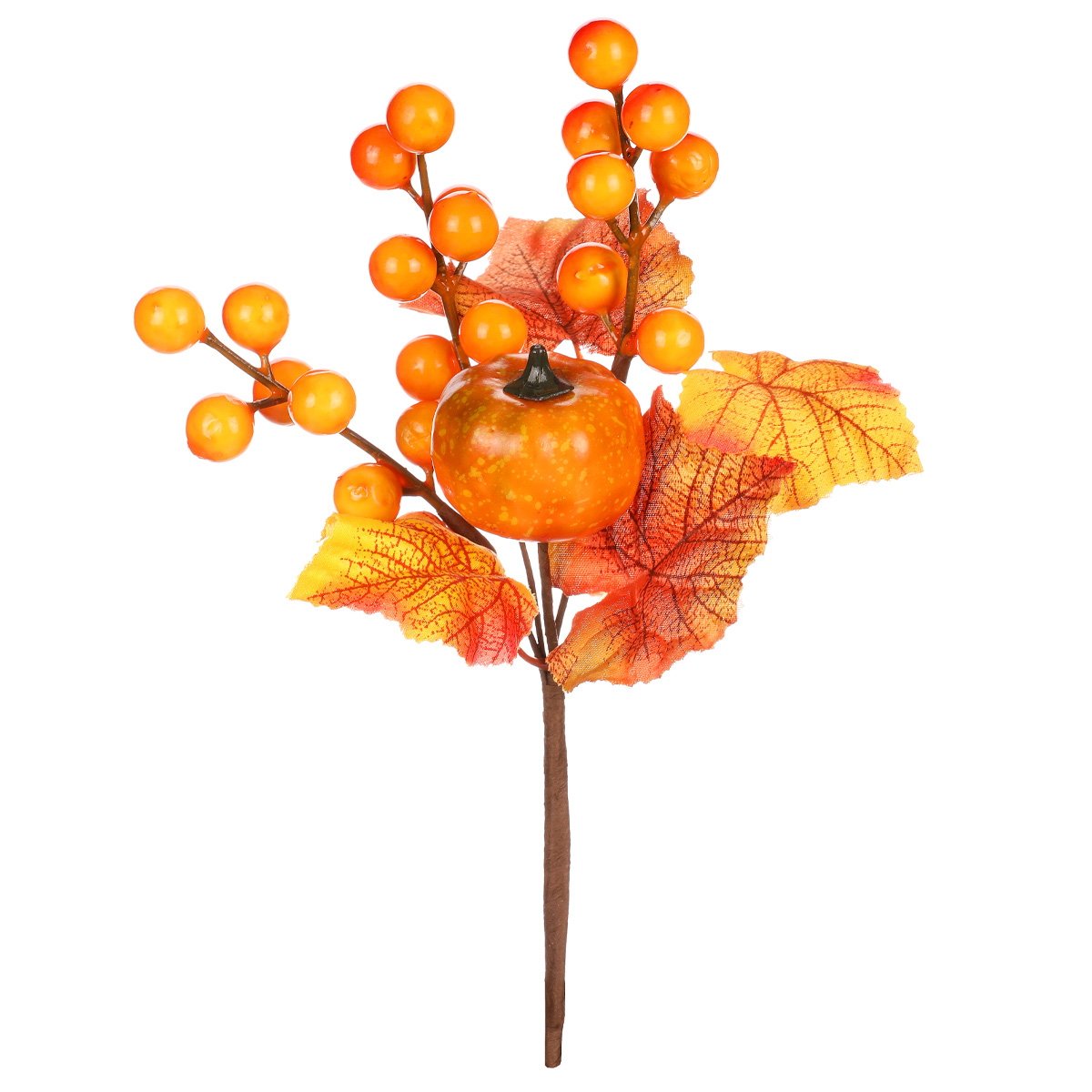 Větvička podzimní s dýní. Květina umělá. (12ks v pytlíčku)