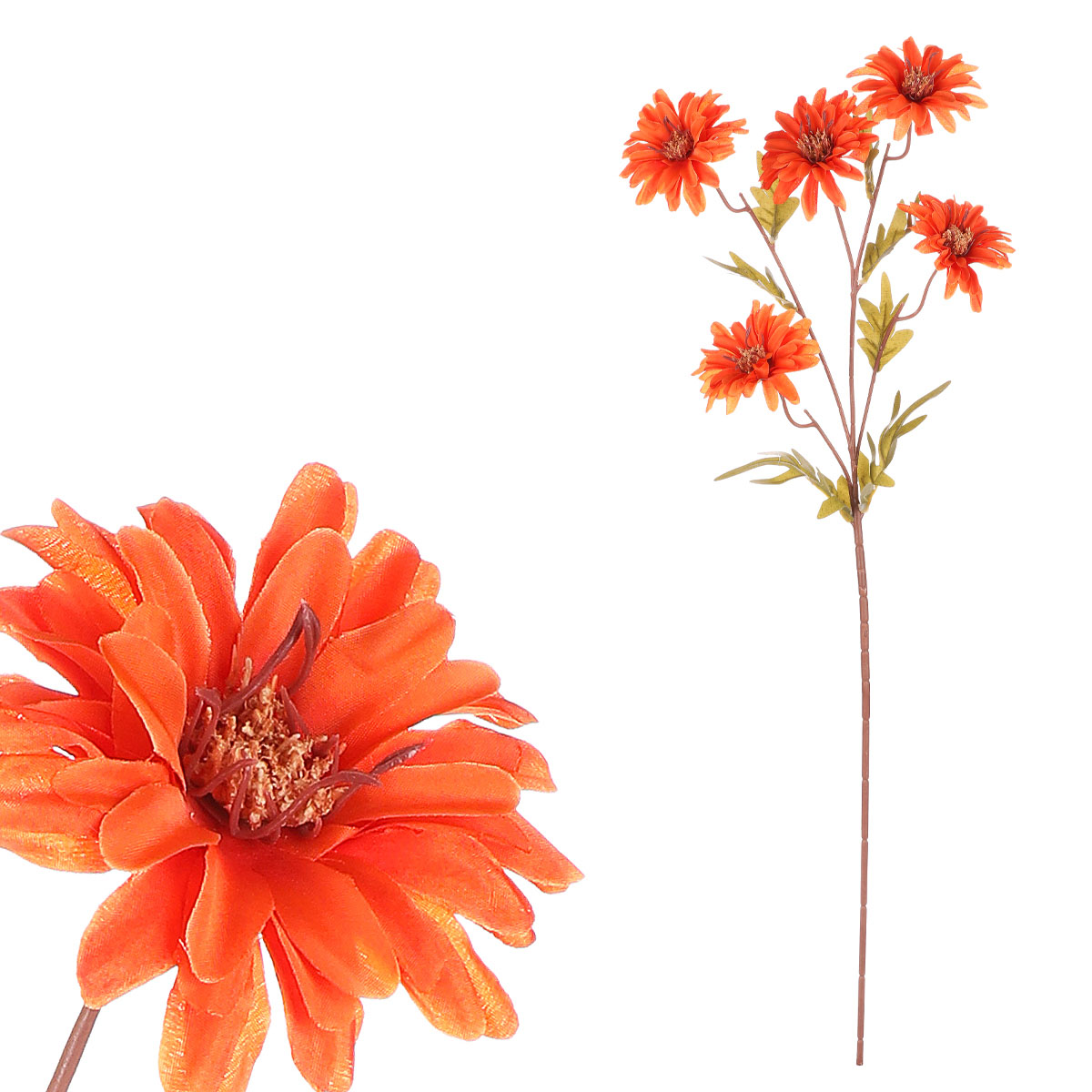 Chryzantéma, barva: terakota. Květina umělá.