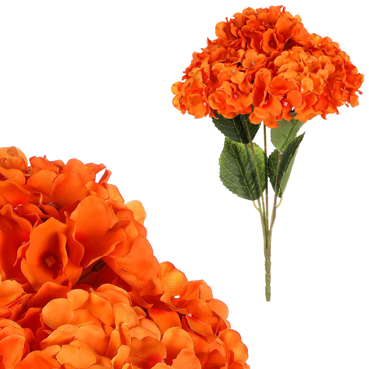 Hortenzie, barva: oranžová. Květina umělá