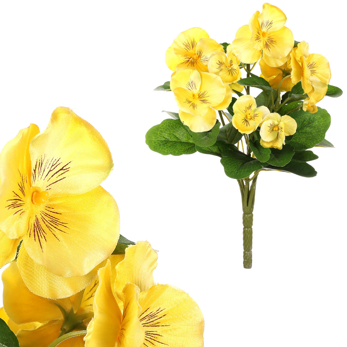 Umělá květina,maceška, barva žlutá