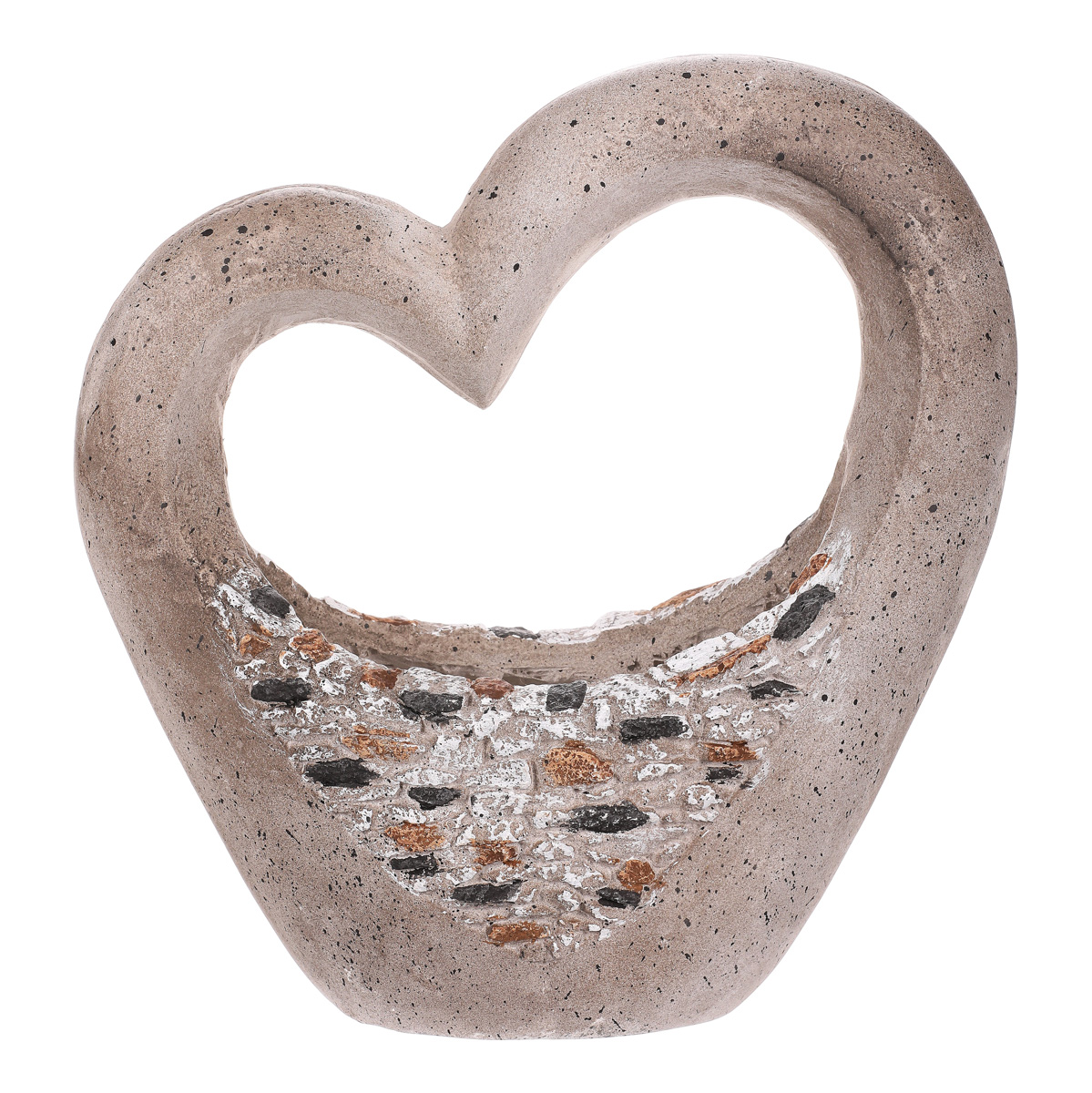 Obal na sukulenty z magneziové keramiky, ve tvaru srdce.