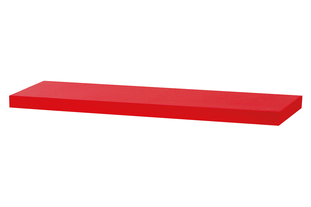 polička nástenná 80x24x4cm, vysoký lesk červený