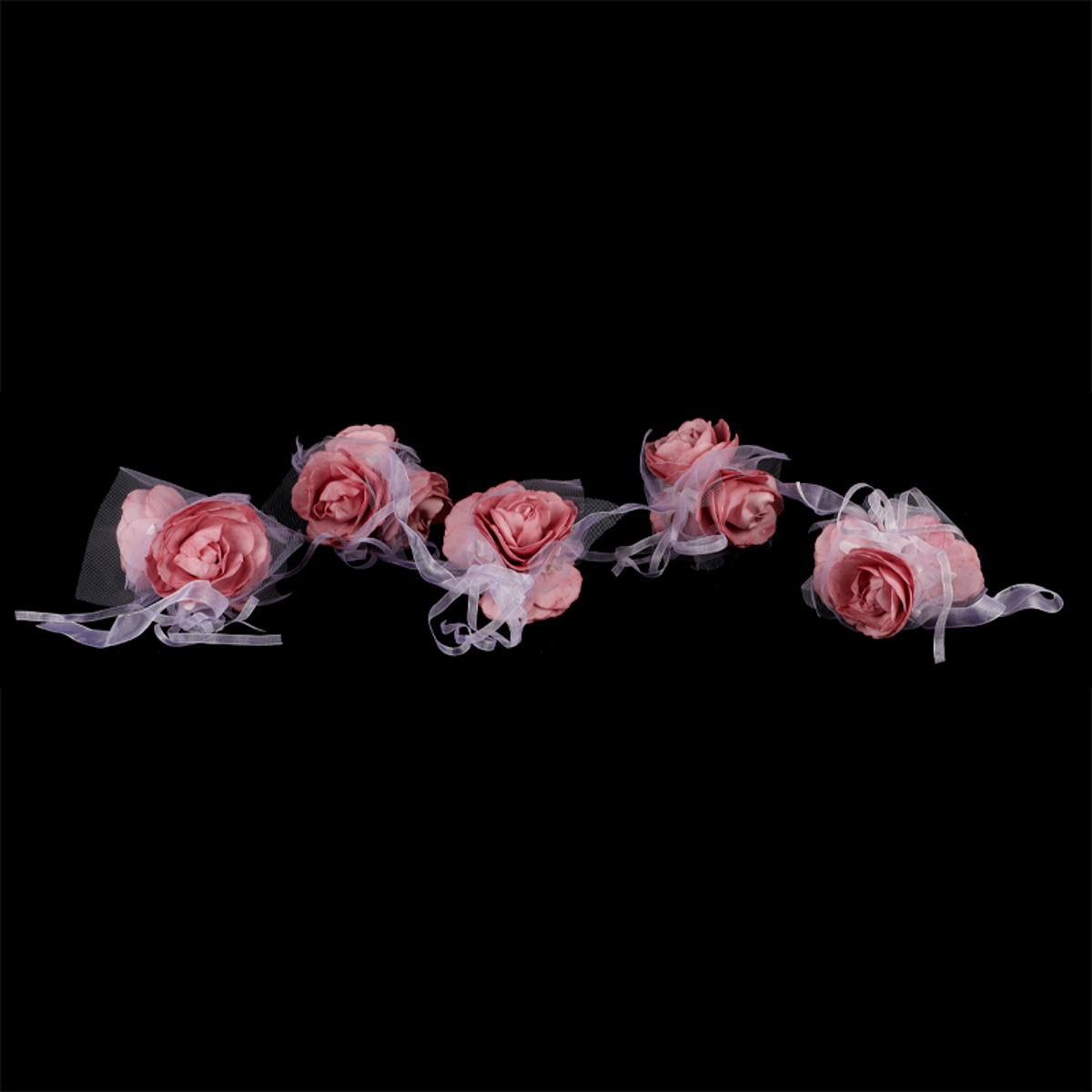 Garlanda z penových ružičiek na stuhe, farba ružová