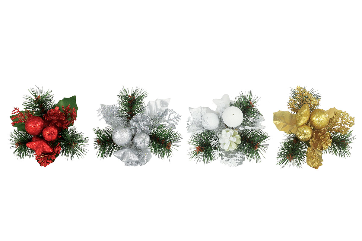 Přízdoba, umělá vánoční dekorace, mix 4 druhů, cena za 1 kus