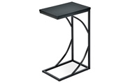 Přístavný stolek 27x41x63 cm, deska černé lamino, kovové nohy, černý mat