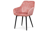 Jídelní a konferenční židle, potah růžová látka v dekoru žíhaného sametu kovové