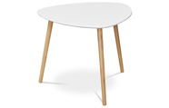 Stůl konferenční 55x55x45 cm,  MDF bílá deska,  nohy bambus přírodní odstín